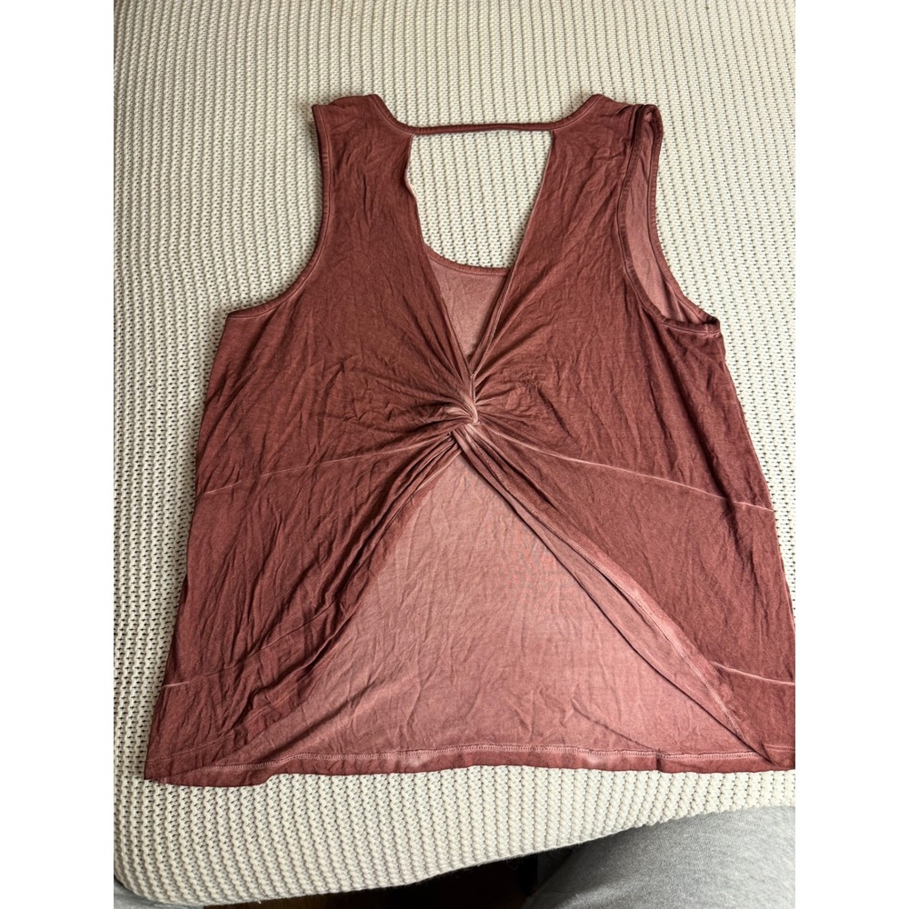 White Crow Womens XL Mineral Wash Twist Open Back Tank Top Rust Brown Boho